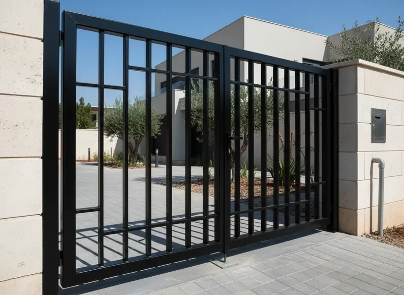 שער מתכת צבוע בהתזה — גימור מקצועי