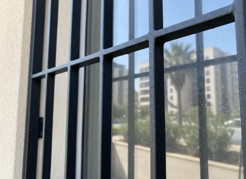 סורגי חלון צבועים בהתזה