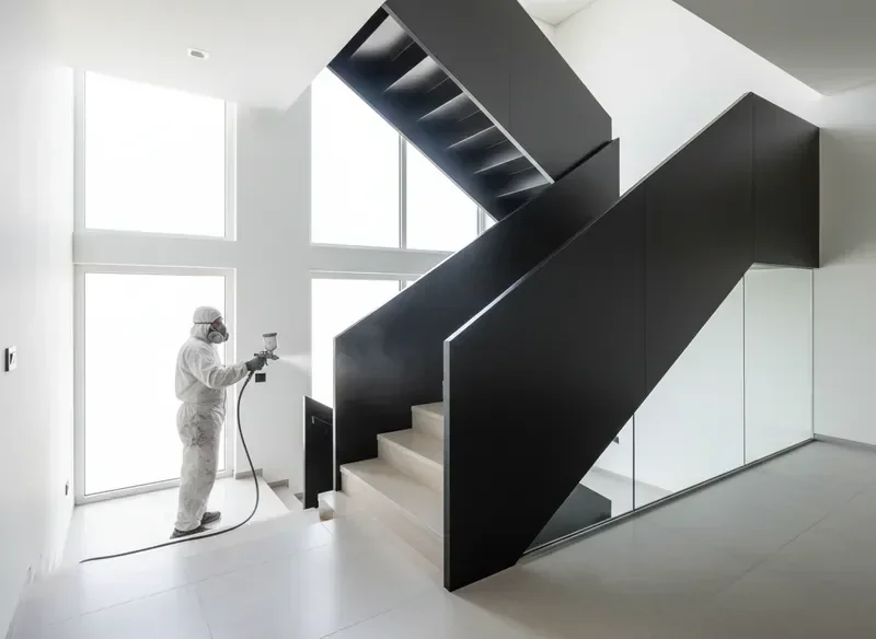 מעקה מדרגות מתכת צבוע